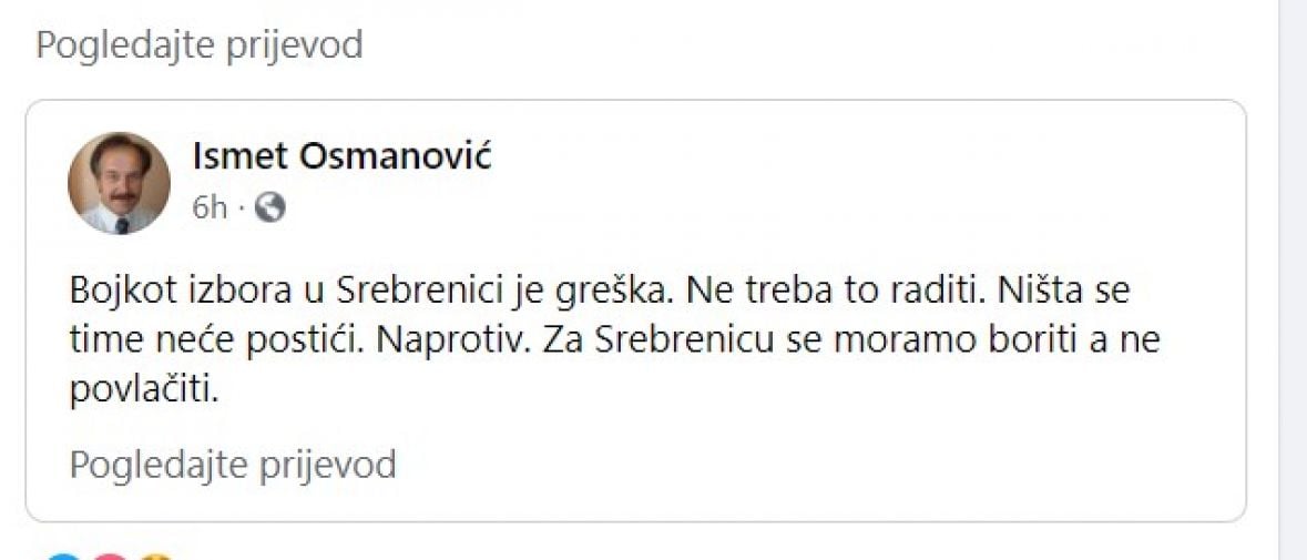 Objava Ismeta Osmanovića na FB - undefined