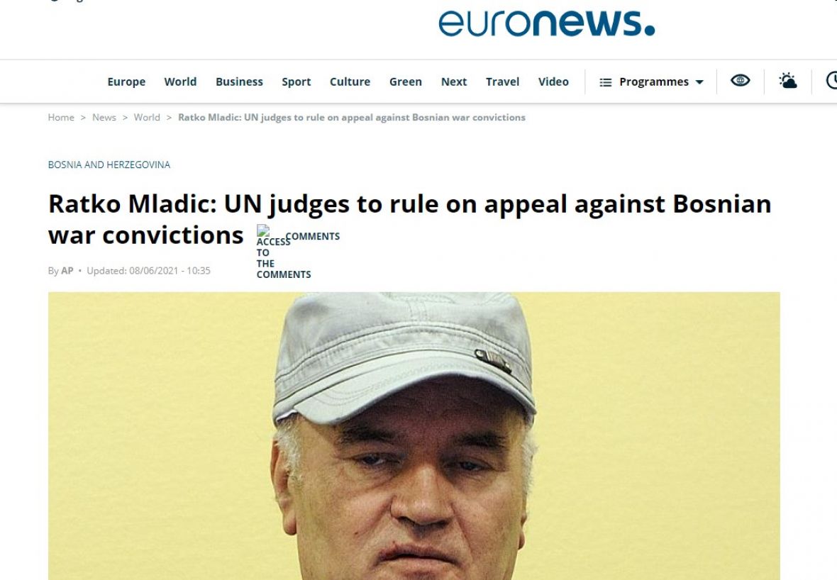 Euronews o Ratku Mladiću - undefined