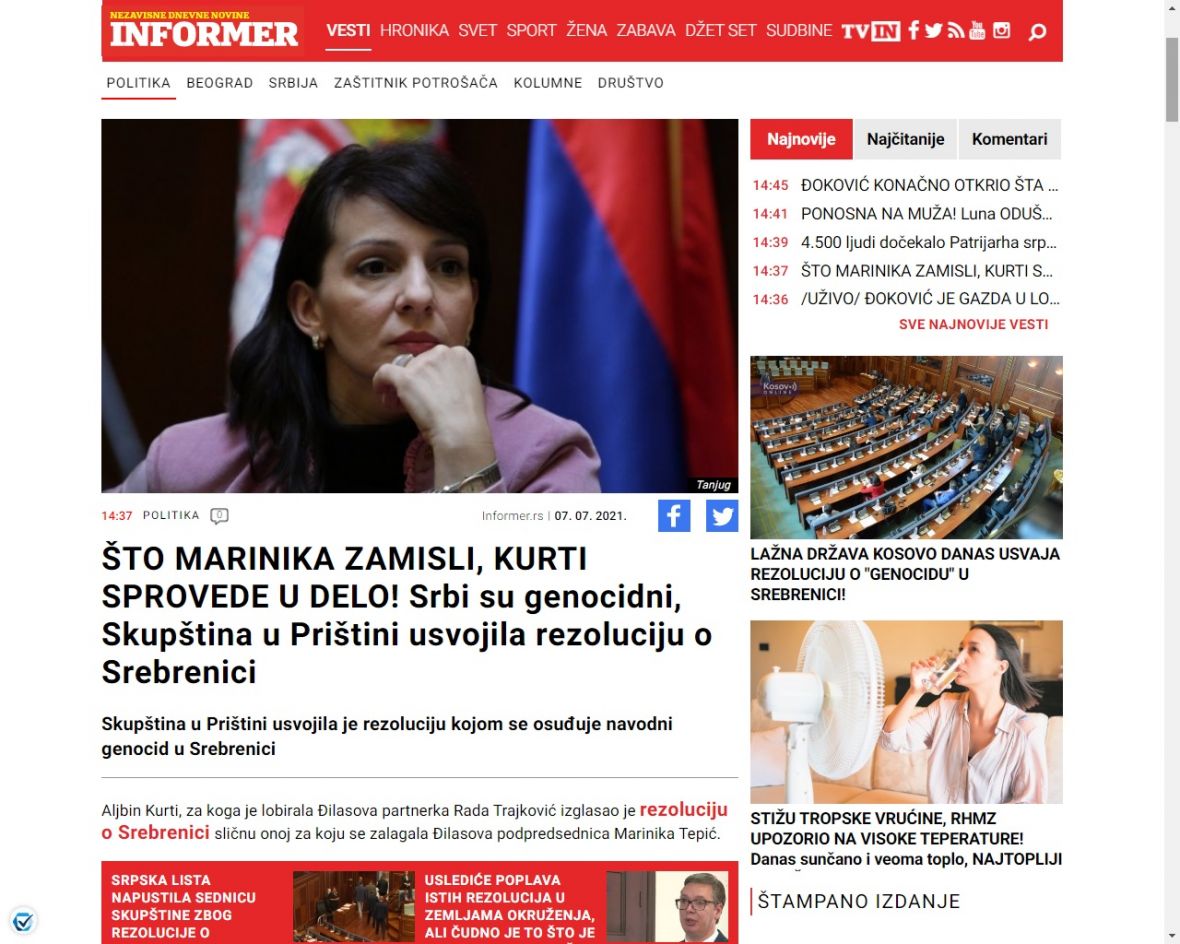 Naslovi iz srbijanskih medija  - undefined