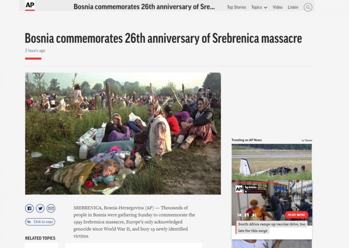 Mediji danas o Srebrenici - undefined