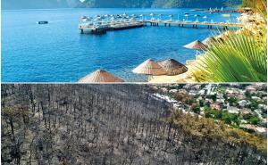 FOTO: Društvene mreže / Marmaris prije i poslije požara 