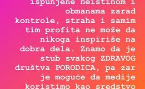 PrtScr / Jelena Đoković na Instagramu o navodnim aferama