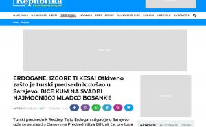 Foto: Printscreen / Naslovi u regionalnim medijima o svadbi Jasmine Izetbegović i Ćamila Humačkića