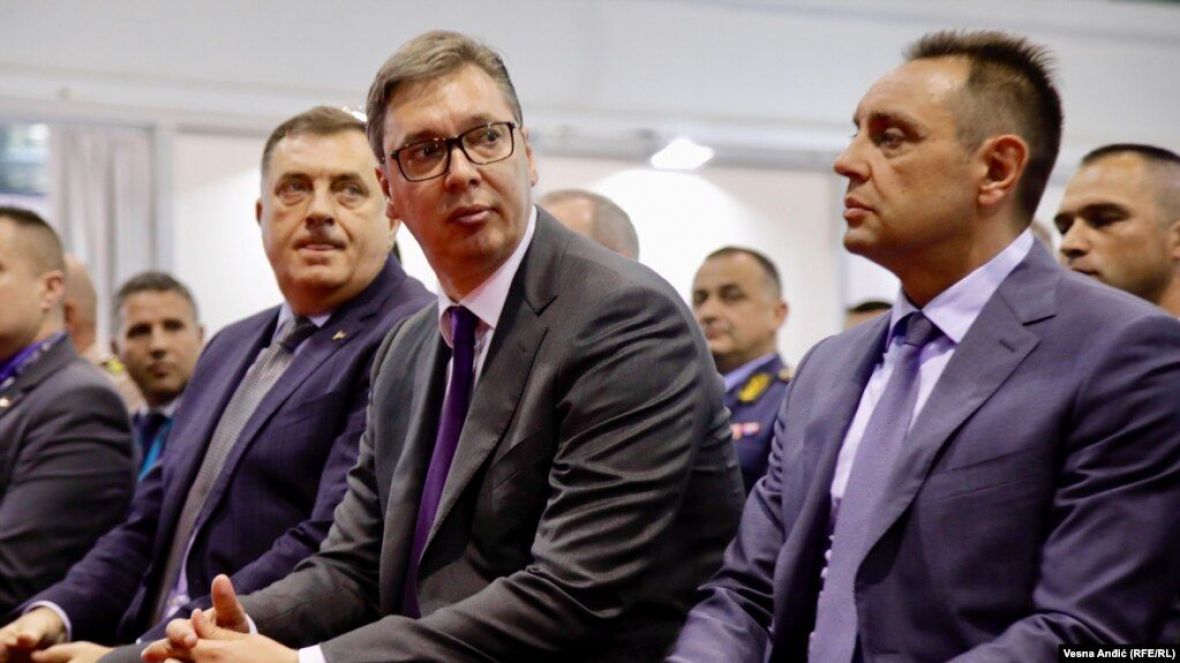 Foto: RSE/Dodik, Vučić i Vulin