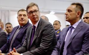 Foto: RSE / Dodik, Vučić i Vulin