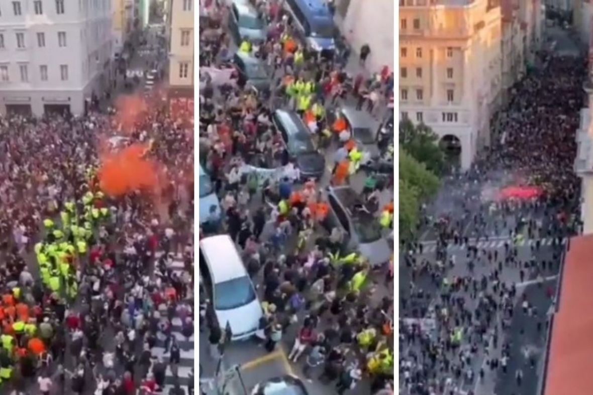 FOTO: Screenshot/Protesti u Italiji zbog COVID propusnica