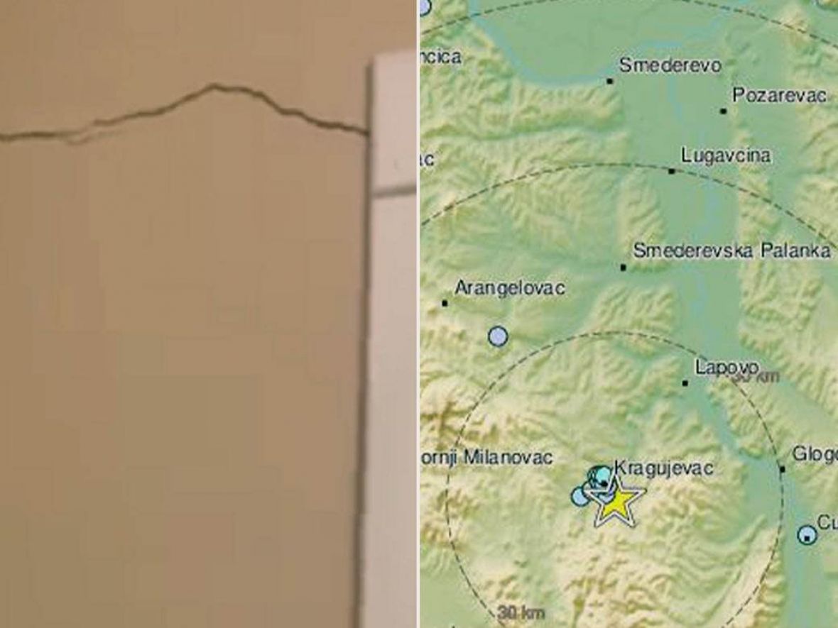 Screenshot/Prvi snimak potresa u Kragujevcu