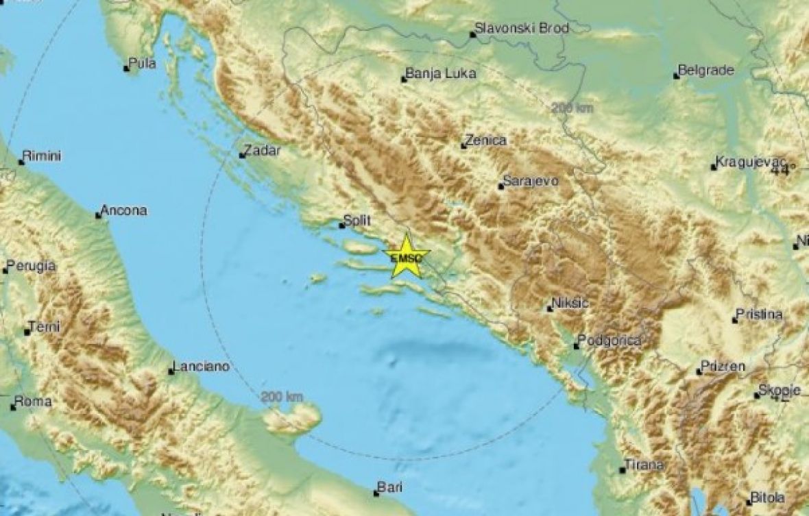 Foto: EMSC/Zemljotres kod Makarske