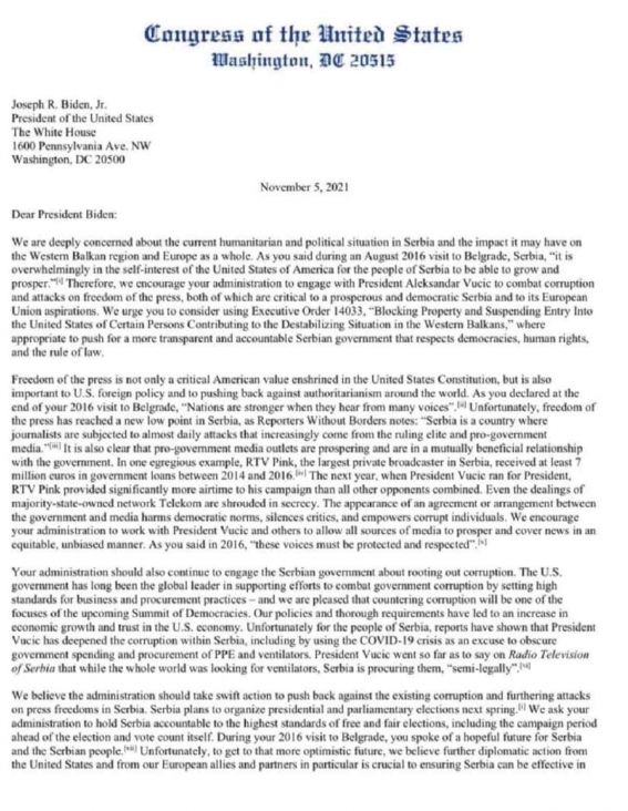 Pismo koje su kongresmeni poslali Josephu Bidenu - undefined