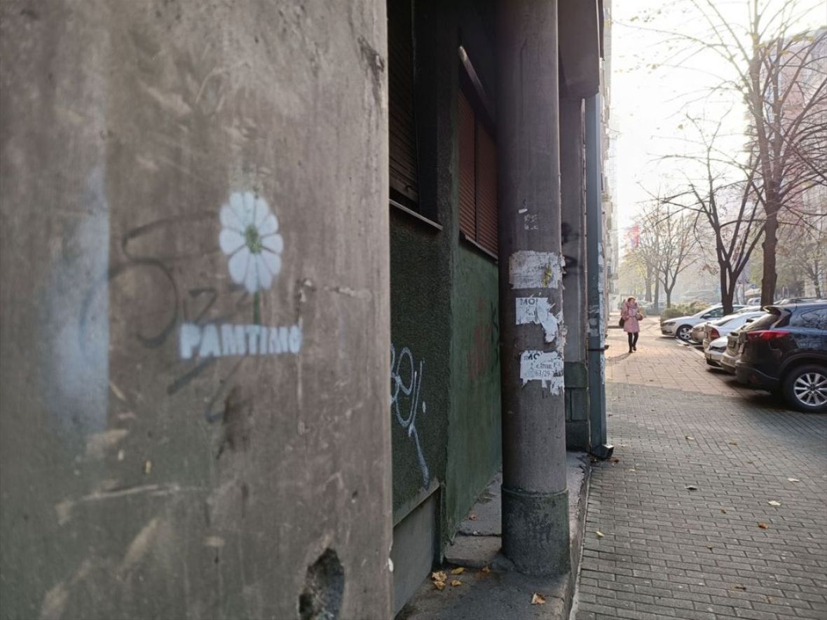Cvijet Srebrenice na fasadama zgrada u Beogradu - undefined