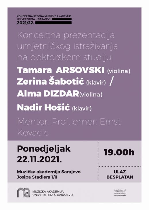 Muzička akademija Sarajevo/Plakat za koncert