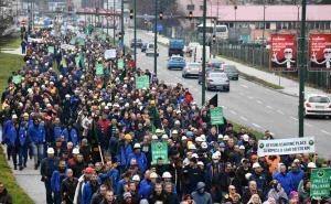 Foto: A. K. /Radiosarajevo.ba / Protesti rudara ispred Vlade Federacije BiH 