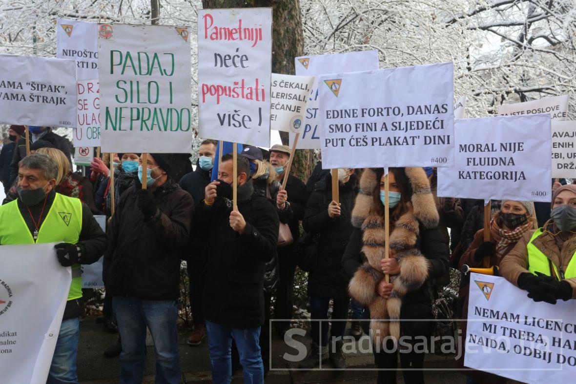 Foto: Dž. K. / Radiosarajevo.ba/Jučerašnji protesti sindikalista u Sarajevu