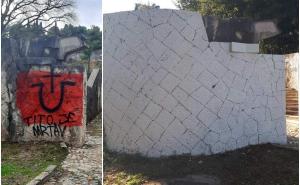 Foto: Facebook/ Grad Mostar / Prefarbani sramotni grafiti na groblju u Mostaru