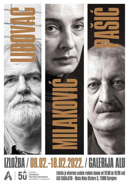 Plakat za izložbu  Fikreta Libovca, Tatjane Milaković i Nusreta Pašića  - undefined