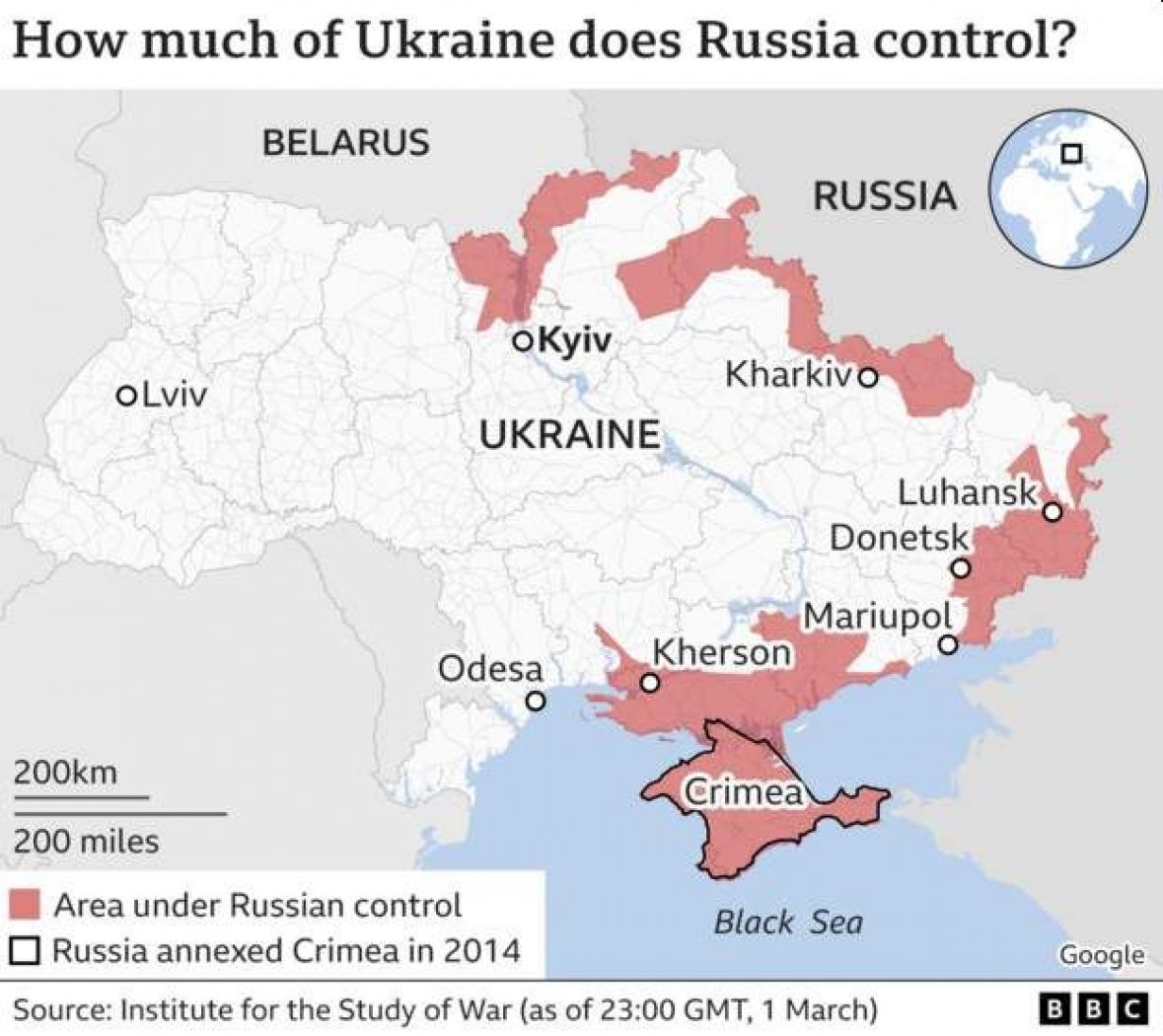 Mapa ruske invazije na Ukrajinu - undefined