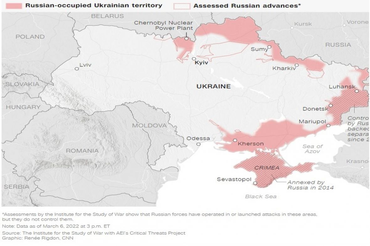 Mapa teritorija Ukrajine pod kontrolom Rusije - undefined