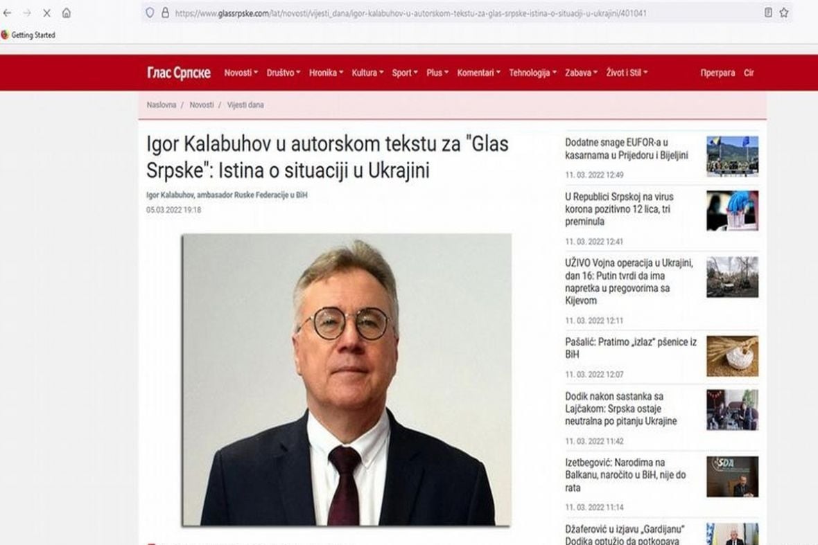 Kolumna Igora Kalabuhova objavljena na Glasu Srpske - undefined