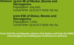 Foto: EMSC / Zemljotres kod Stoca i komentari iz cijelog regiona