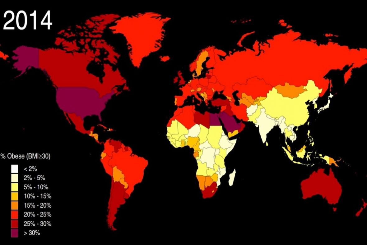 Foto: YouTube/Mapa prikaza porasta gojaznosti u svijetu