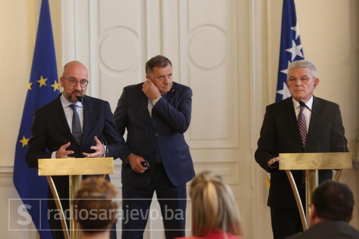 Foto: Dž.K./Radiosarajevo/Charles Michel, Milorad Dodik i Šefik Džaferović
