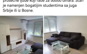 FOTO: Facebook / Oglas za izdavanje stana u Novom Sadu