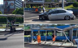 Foto: Jutarnji.hr / Haos u Zagrebu: Automobilom udario tramvajsku stanicu i pješake
