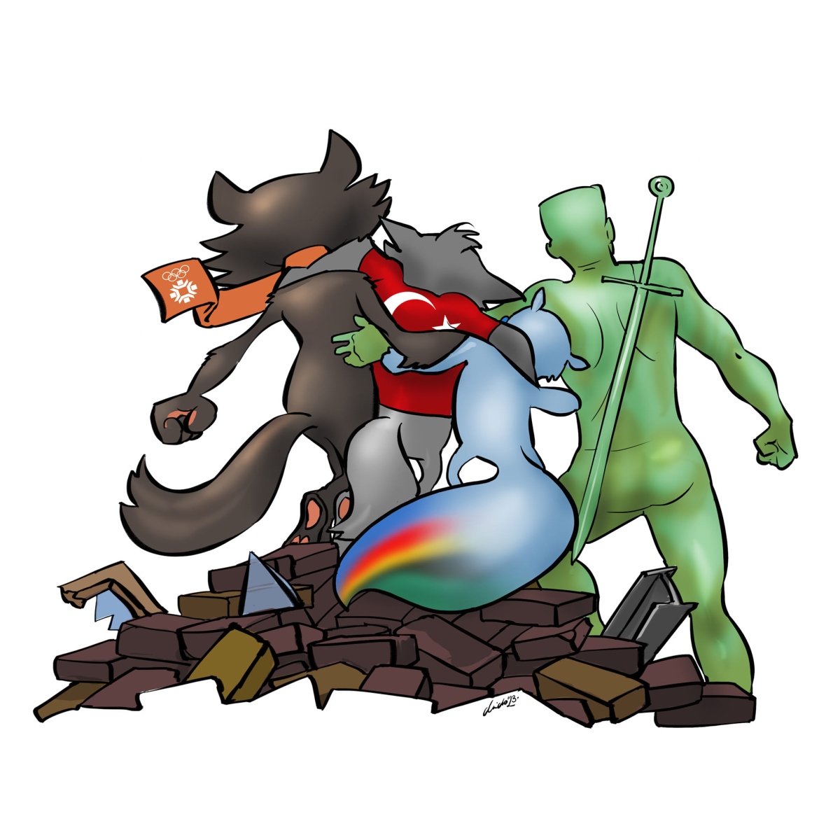 Vučko, Zagi i Pobednik spašavaju vuka