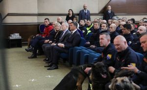 FOTO: AA / Prijem spasioca i pasa trača u Vladi FBiH