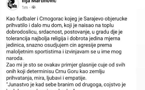 Objava Ilije Martinovića na Instagramu