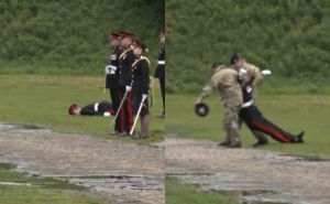 Foto: Printscreen / Twitter  / Vojnik pao u nesvijest tokom krunidbe