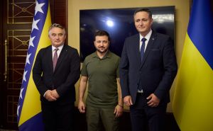 Foto: Volodimir Zelenski Oficijelna stranica / Denis Bećirović i Željko Komšić na sastanku sa Volodimirom Zelenskim