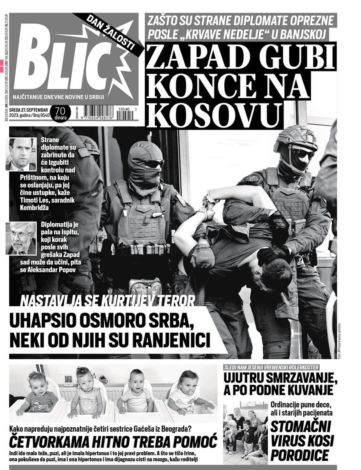 Jezive naslovnice nakon napada na Kosovu