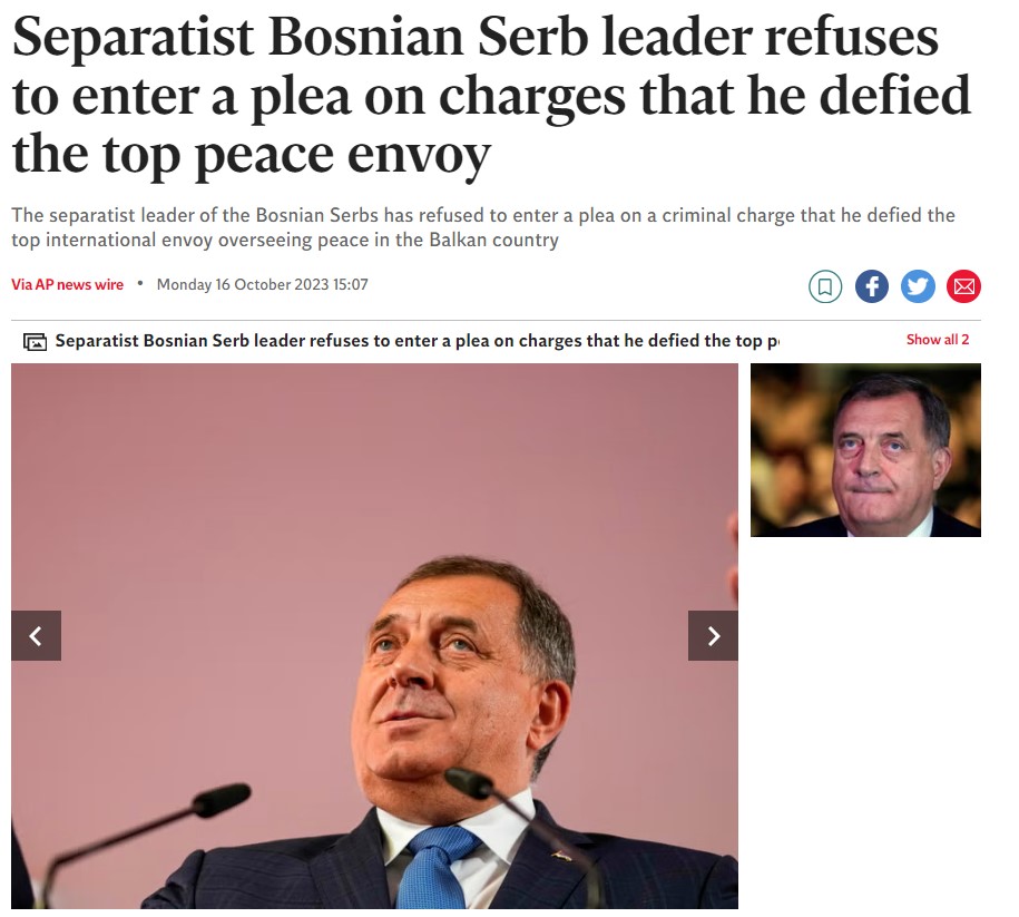 The Independent o Miloradu Dodiku