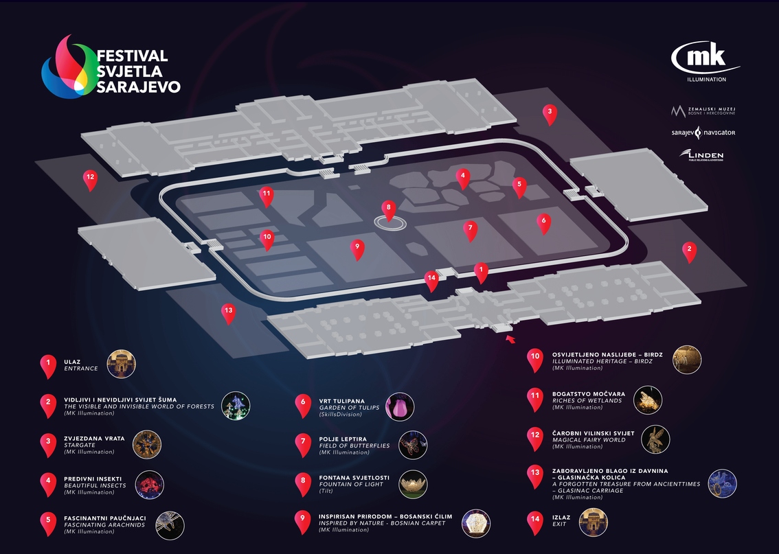 Mapa Festivala svjetla Sarajevo