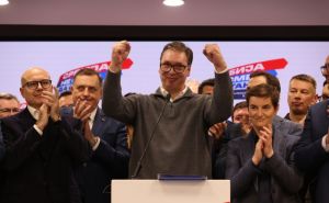 Foto: EPA-EFE / Aleksandar Vučić u izbornoj noći