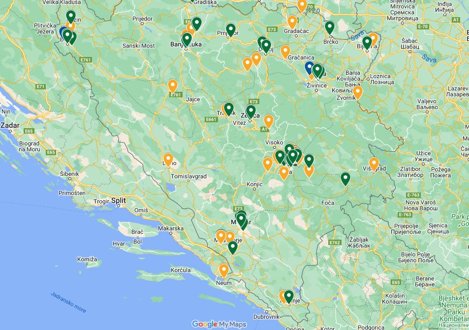 Mapa električnih punionica u BiH