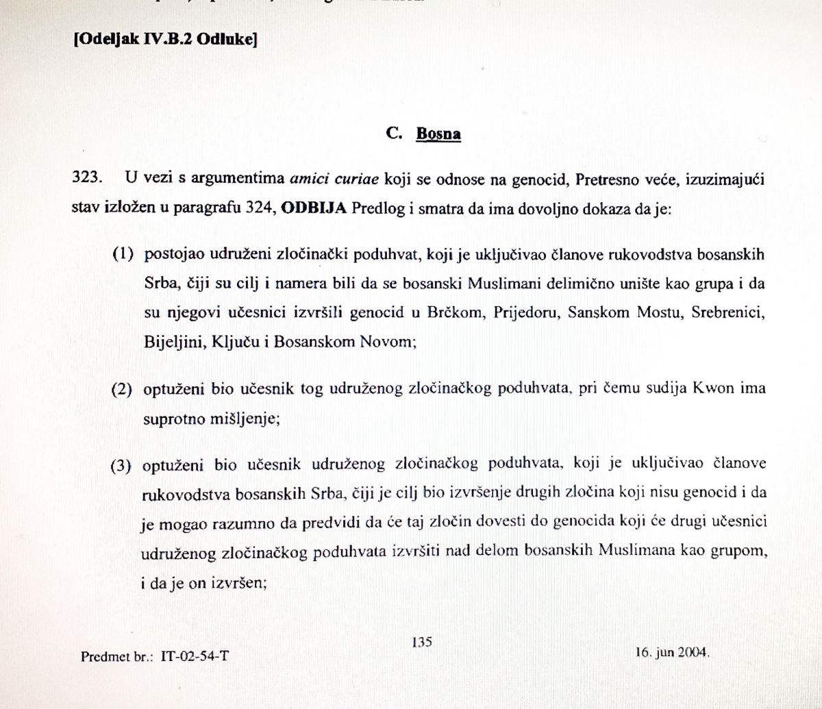 Faksimil odluke iz procesa o Slobodanu Miloševiću