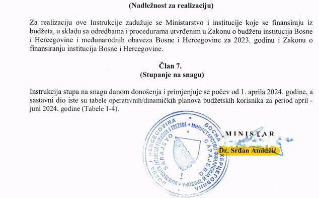 Odluka koju je potpisao ministar Srđan Amidžić
