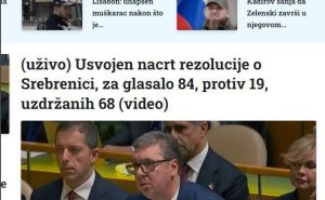 Foto: Printscreen / Naslovi o usvojenoj Rezoluciji o genocidu u srbijanskim medijima