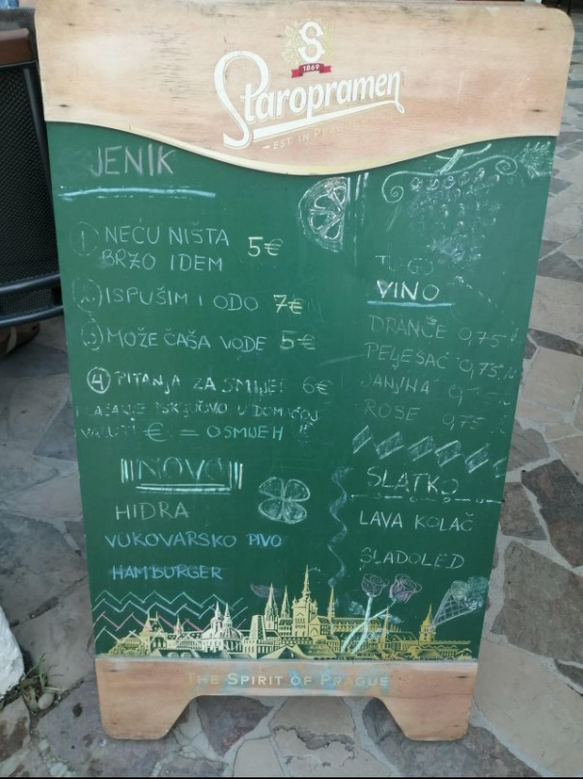 Cjenovnik u kafiću u Dalmaciji
