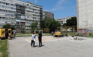 Foto: Općina Novo Sarajevo / Radovi na sanaciji sportskog igrališta OŠ "Hrasno"