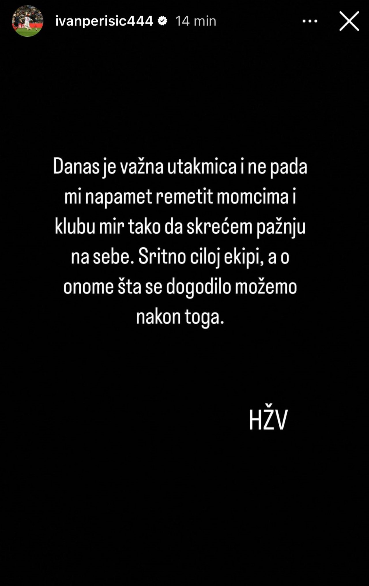 Perišićev post na Instagramu