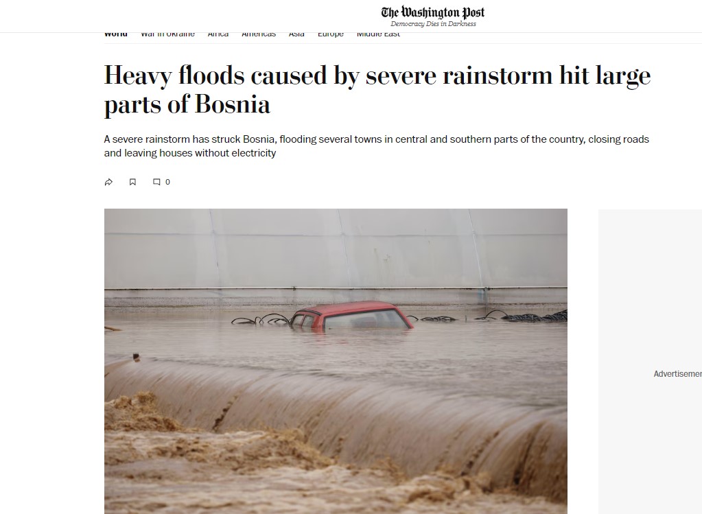 Washington Post o poplavama u BiH