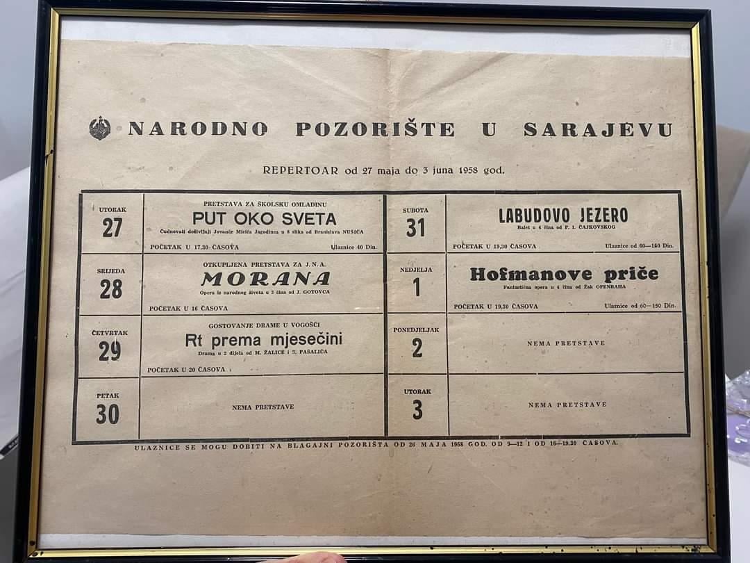 Repertoar Narodnog pozorišta Sarajevo iz 1958. godine