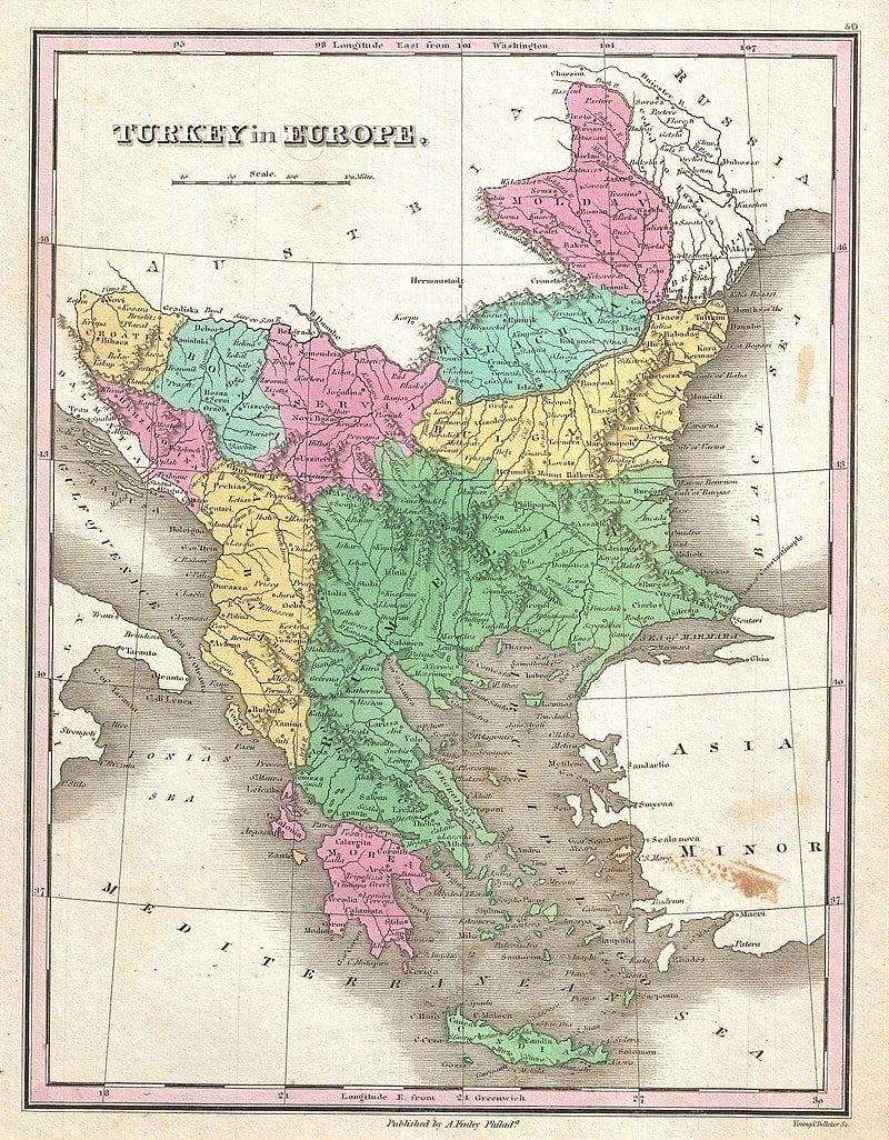 Mapa Balkana, 1827. godine, Finley