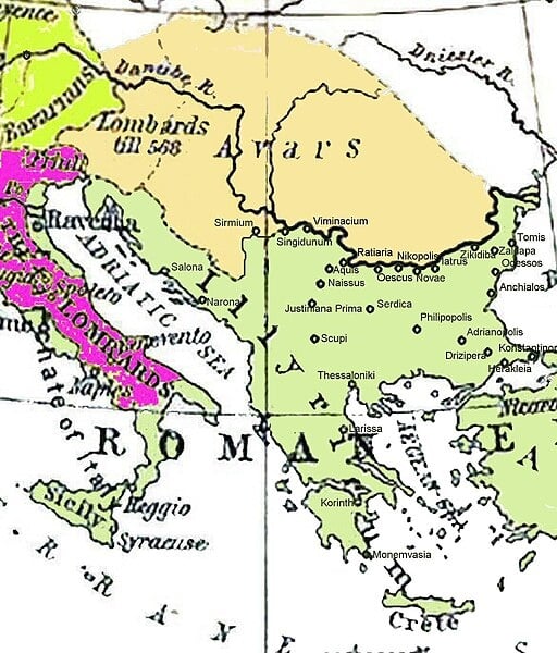 Historijska mapa Balkana, 582-612. AD