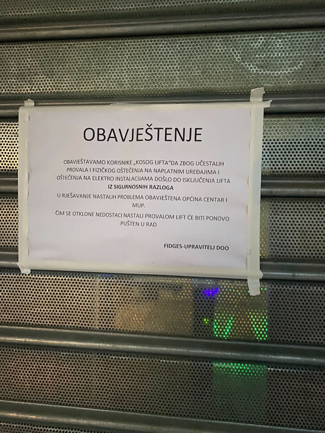 Obavještenje Fidges Upravitelja