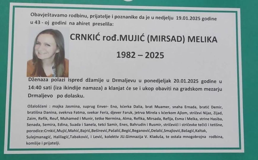 Smrtovnica, Melika Crnkić