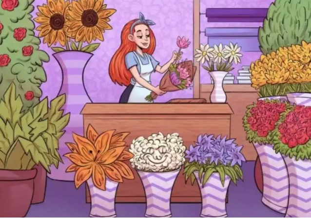 Dama i cvijeće, pronađite osmjehe